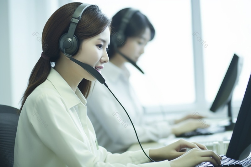 办公区客服白领微笑服务接听电话,高清,摄影图,摄影图片,图片大全,摄影图免费下载